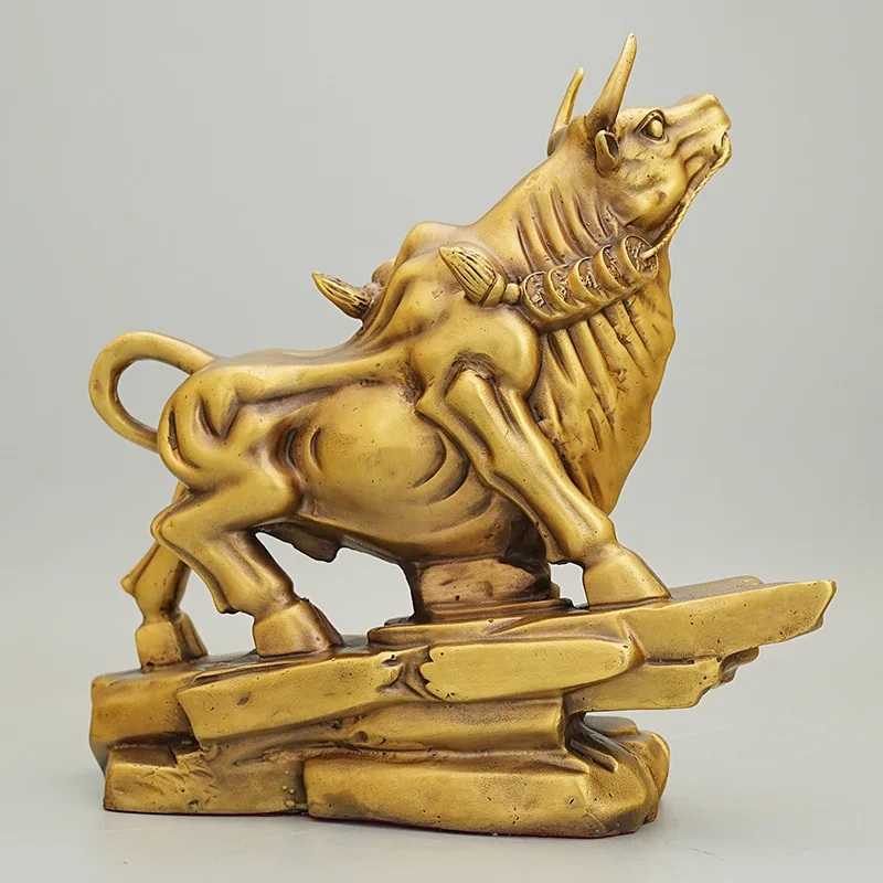 Copper coin money bull Statue animal bull ox Statue Office Home Decor Gift for Desk Ornament