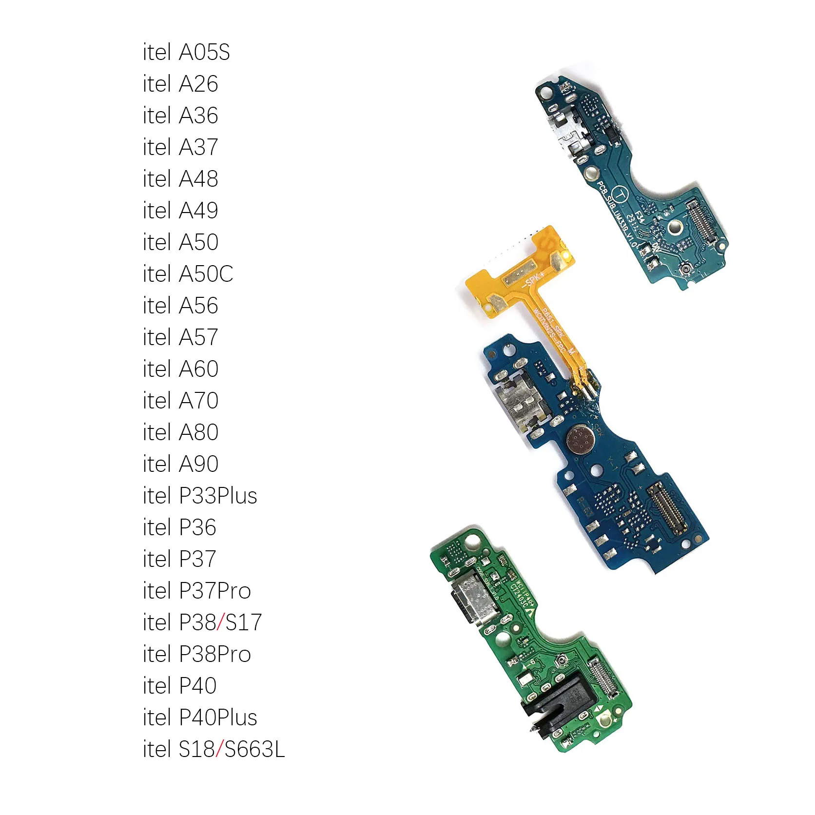 Гибкий кабель для Infinix Itel A05S, A26, A36, A37, A48, A49, A50, A56, A57, A60, A70, A80, A90, P33 Plus, P36, P37, P37 Pro, P38, S17, P38 Pro, P40, S18