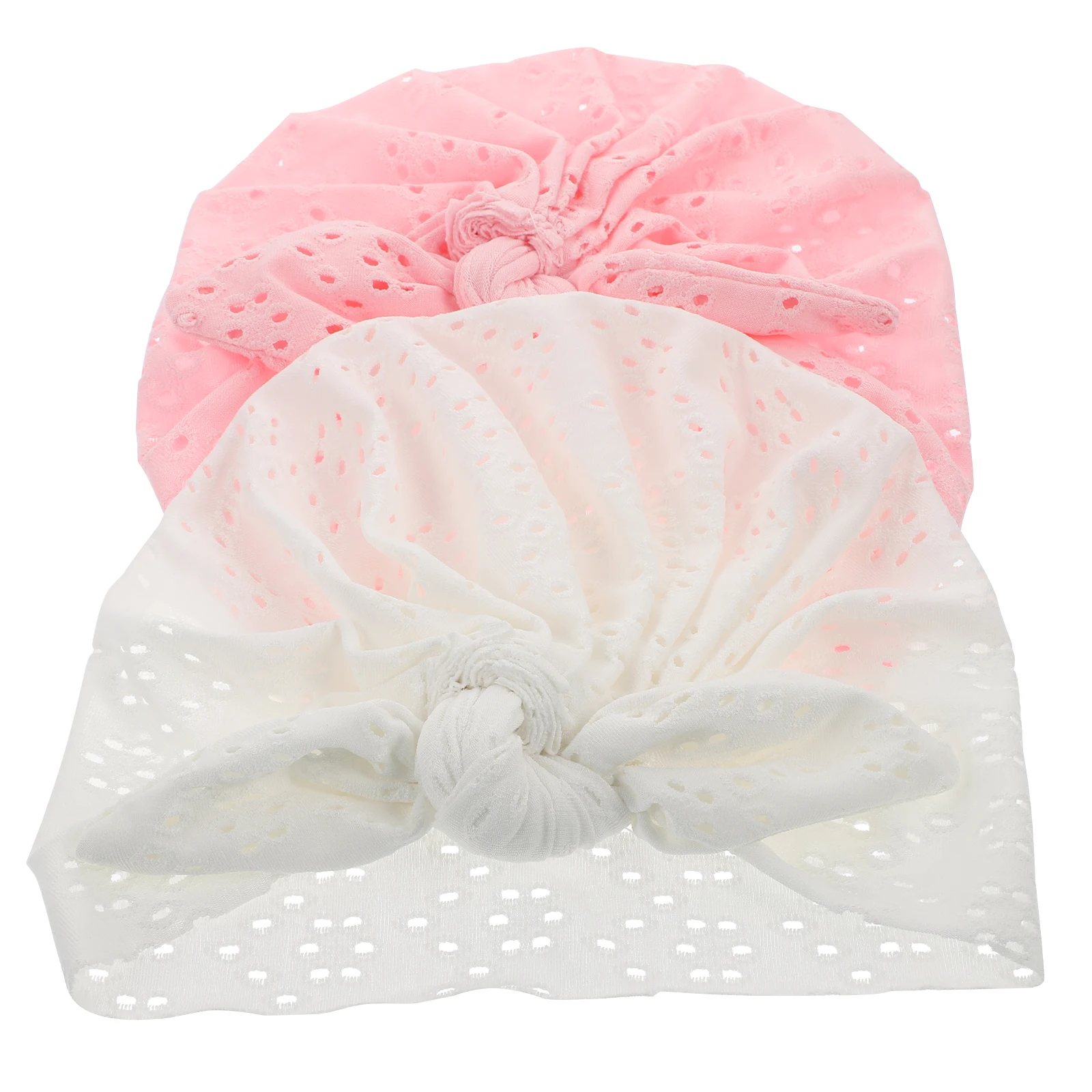 

2pcs Hollow-Out Baby Indian Hats Breathable Newborn Headgears Spring Autumn Soft Skin-Friendly Rabbit Ear Design Comfortable