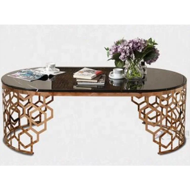 

Marble Top Coffee Table Round Black Coffee Table Side Table Sets Living Room Furniture Hot Sale Metal Polished Onyx Modern