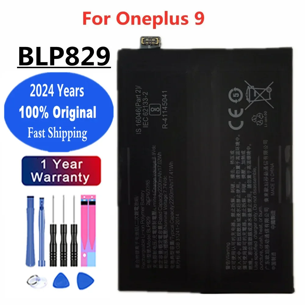 

2024 Years 1+ BLP829 Original Battery For OnePlus 9 One Plus 9 Replacement Phone Battery 4500mAh Capacity Bateria Batteries