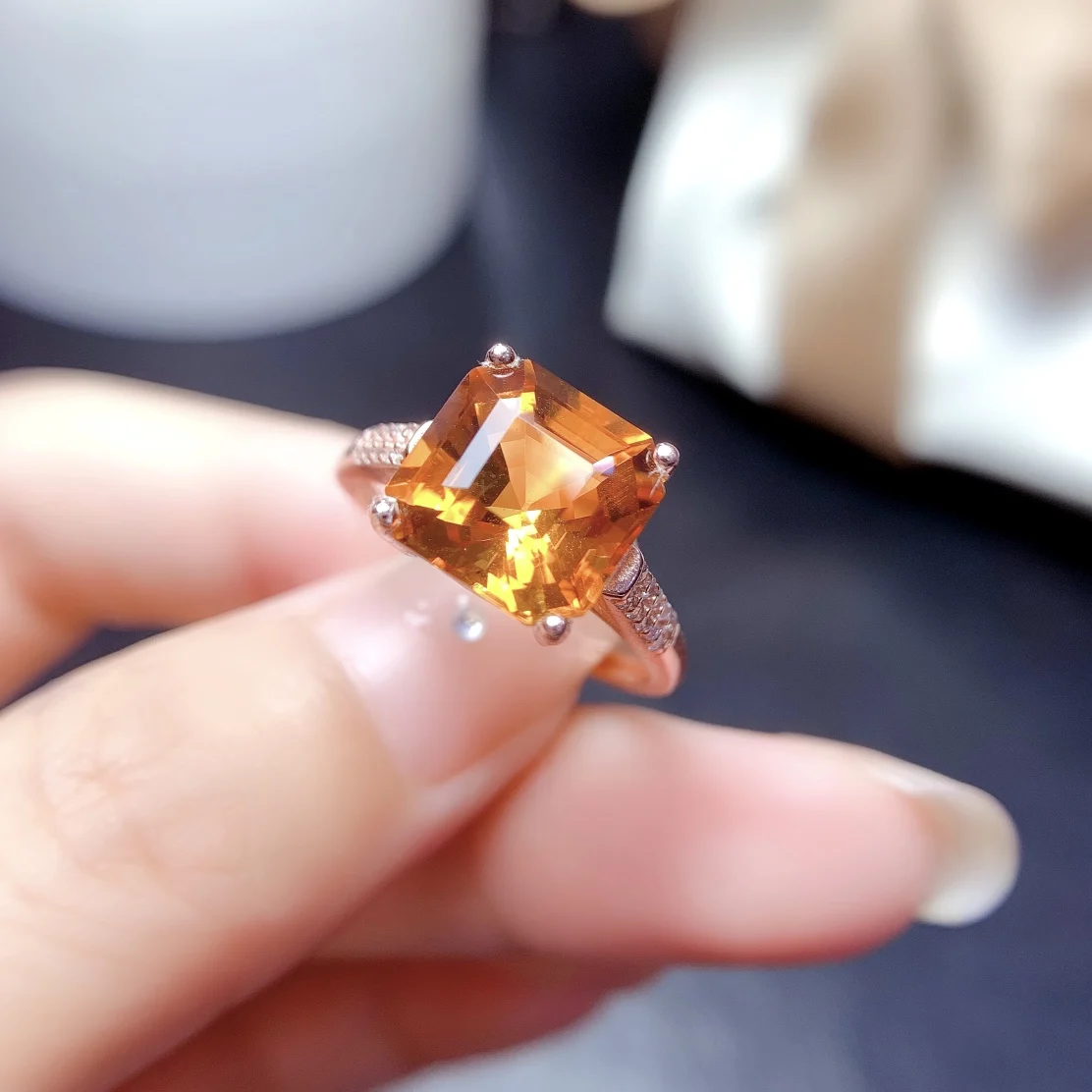 

925 Silver Topaz Natural gem Ladies Ring atmospheric luxury color good ladies jewelry Ladies Christmas free mailing boutique