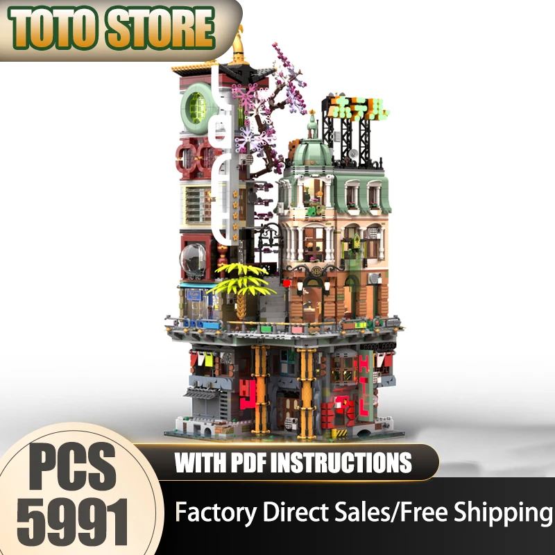 

Moc Building Bricks Modular City Hotel Corner Model Technology Modular Famous Scene Blocks Christmas DIY Toy Construction Gift