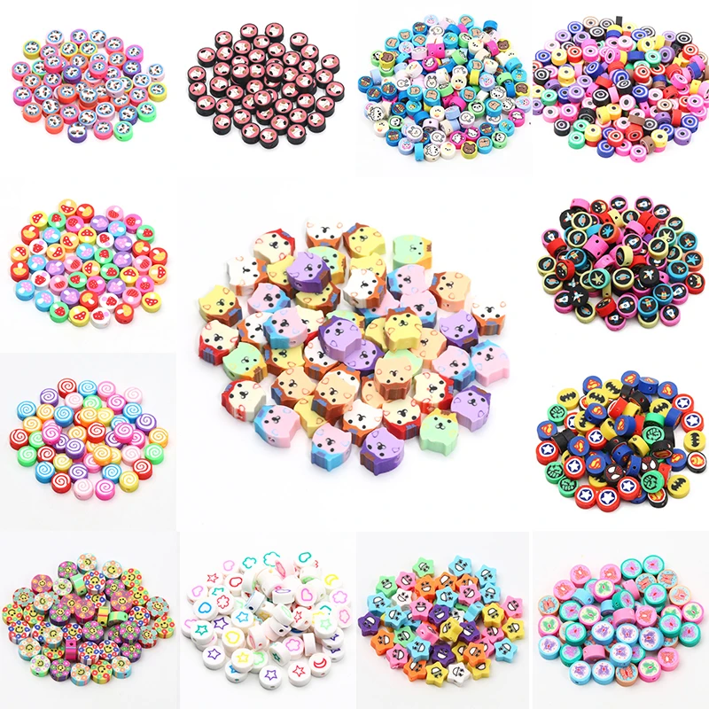 Mixed Random Cute Cartoon Polymer Clay Bead For Jewelry DIY Handmade Gift Charm Making Pendant Bracelet Accessori