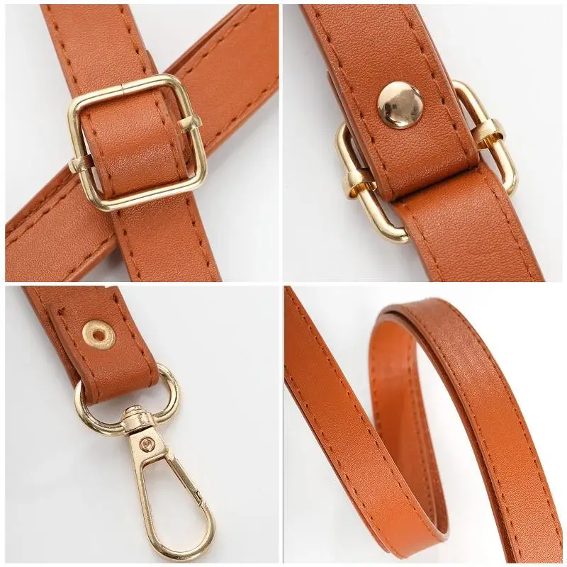 130cm Long PU Leather Shoulder Strap Buckle Bag Accessories Crossbody Bag Strap Handbag Handle Double-layer Replacement Bag Belt