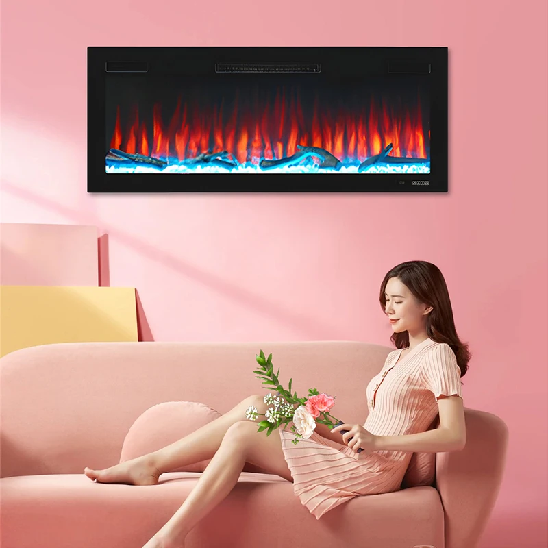 جديد 2 فولت 40 بوصة سجلات كريستال ملونة LED تزين مدفأة كهربائية معلقة على الحائط #3