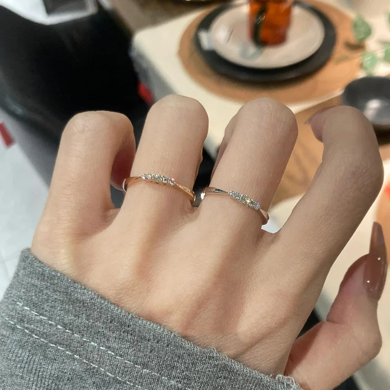 Neuer 925 Sterling Silber Zirkon-Ring Persönlicher Charme Einfacher Stil Damenring Partygeschenk für Freunde Exquisiter Schmuck