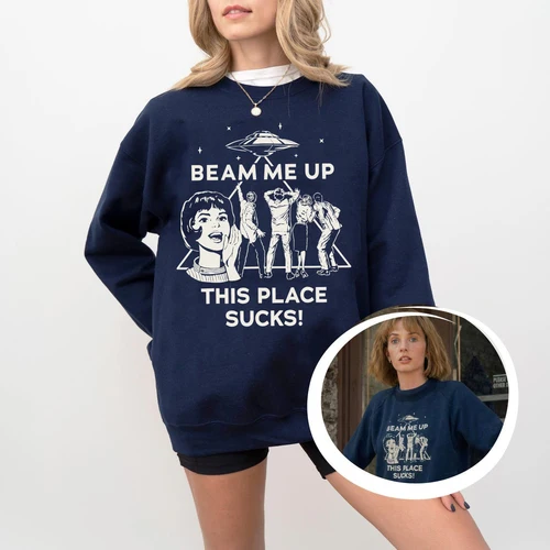 Imagen 1 del producto Robin Beam Me Up This Place chupa sudadera mujer hombre cita divertida película manga larga cuello redondo Sudadera con capucha sudaderas