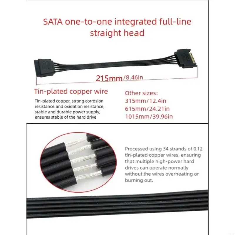 Power Extension Cable 15Pin Male To 1 Female 15pin Connection 83CE