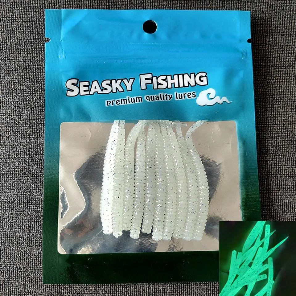 MUKUN-señuelo de pesca suave, 10 piezas, 03g, 0,45g, pez de roca, cola doble, Artificial, Wobbler, Crankbait, cebo de gusano fluorescente biónico de