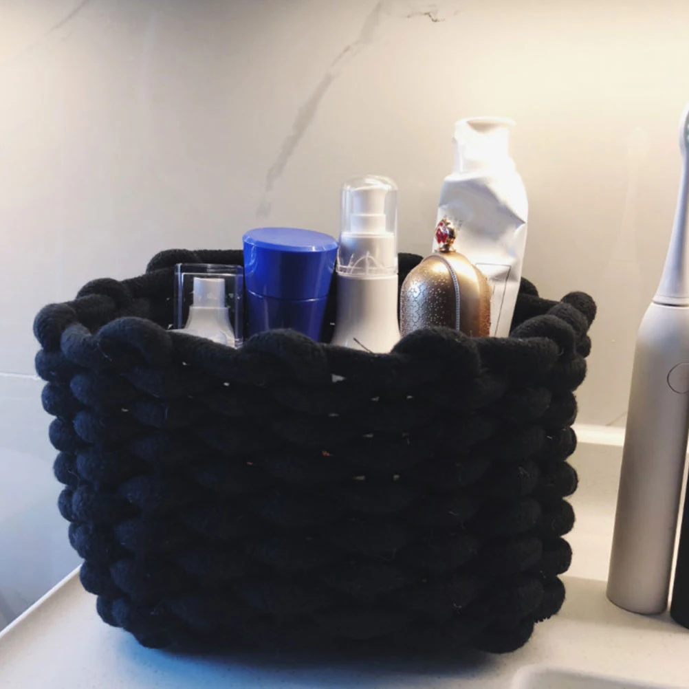 

1pc Cotton Rope Storage Basket Desktop Makeup Box Home Living Room Cosmetics Organizer Sundries Basket Nordic Style Tidy Clean
