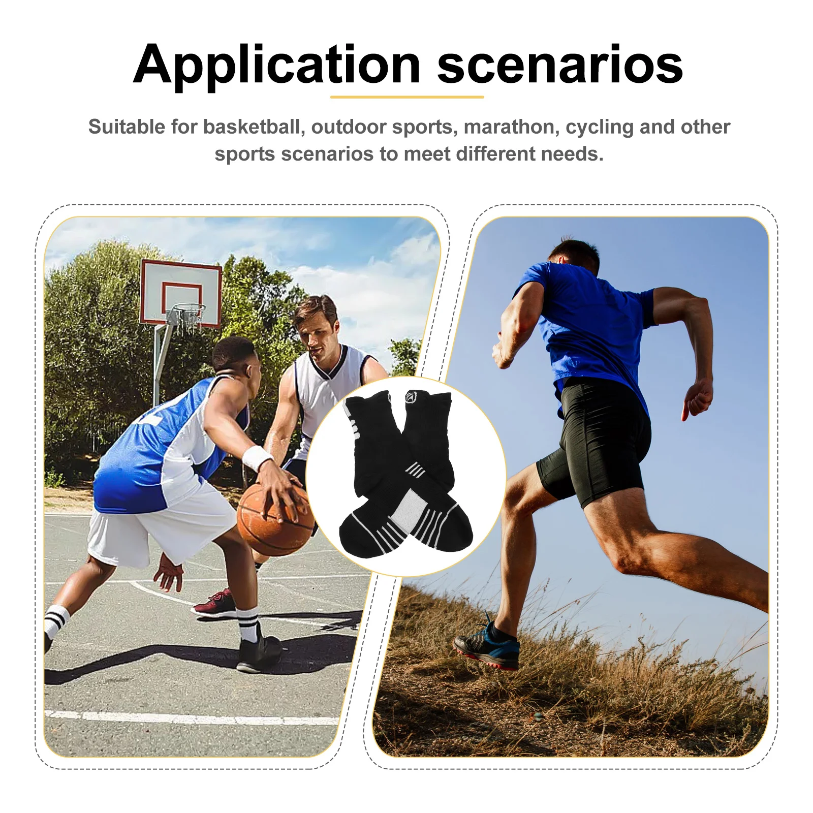 

2Pairs Mid Calf Breathable Workout Socks Thermal Sweat Absorption Sports Socks for Men Plantar Fasciitis Relief