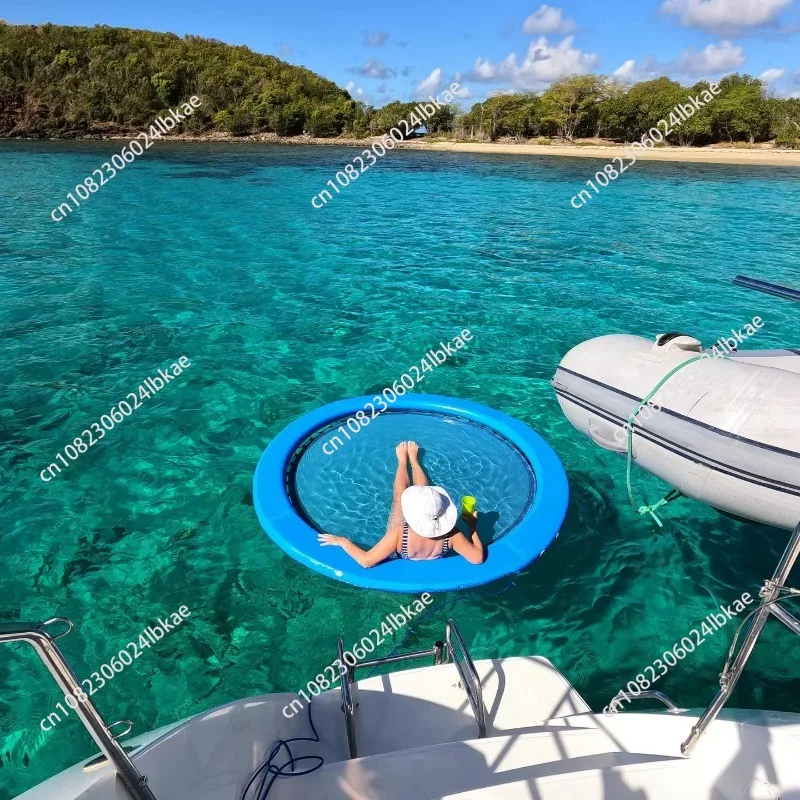 10ft inflatable round water hammock pool with floating mesh bottom