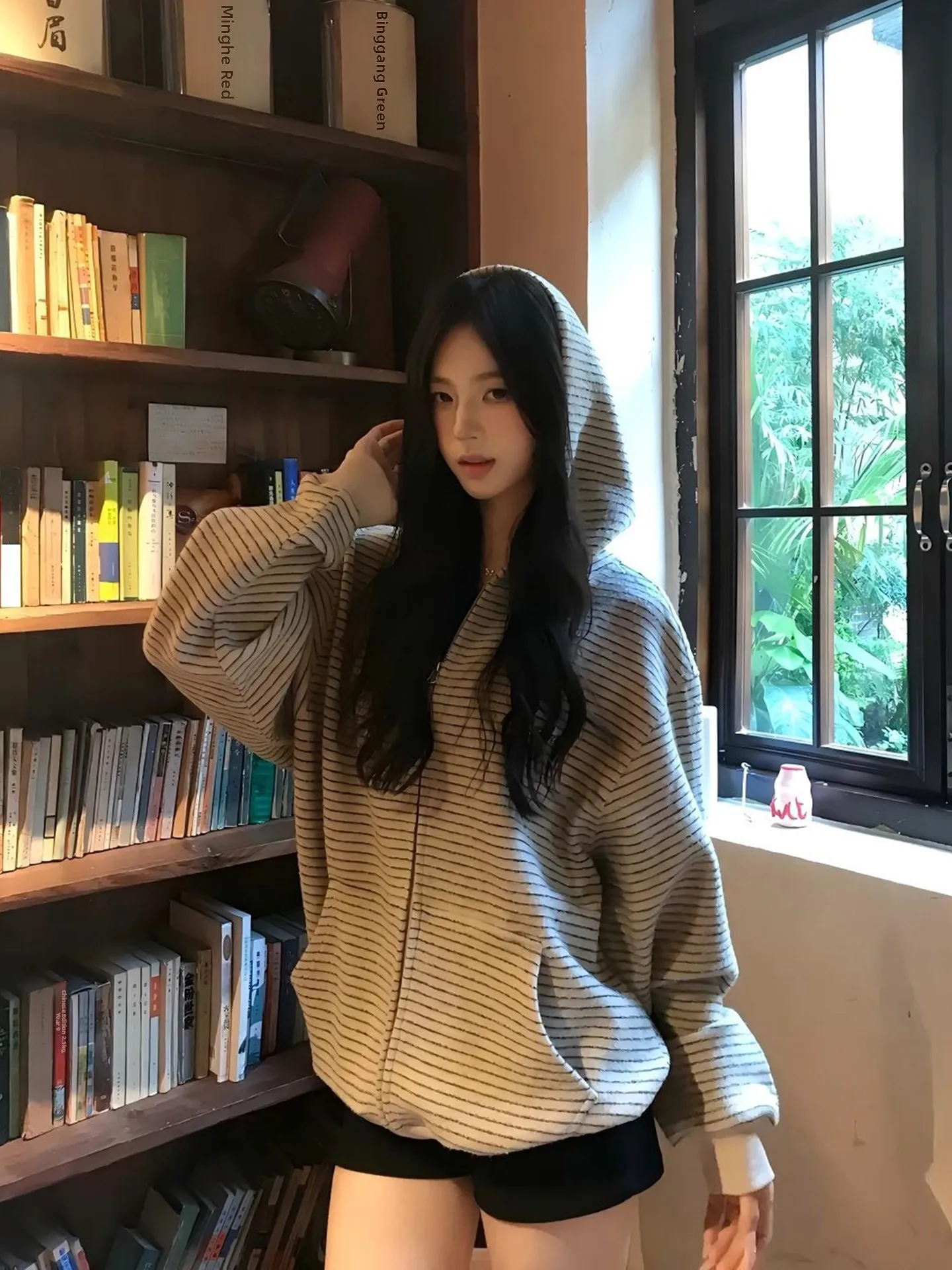 

Корейская женская толстовка-худи для ранней осени, свободная, плотная, в стиле Lazy Sle, для многослойных образов, с полосками цвета мандарина