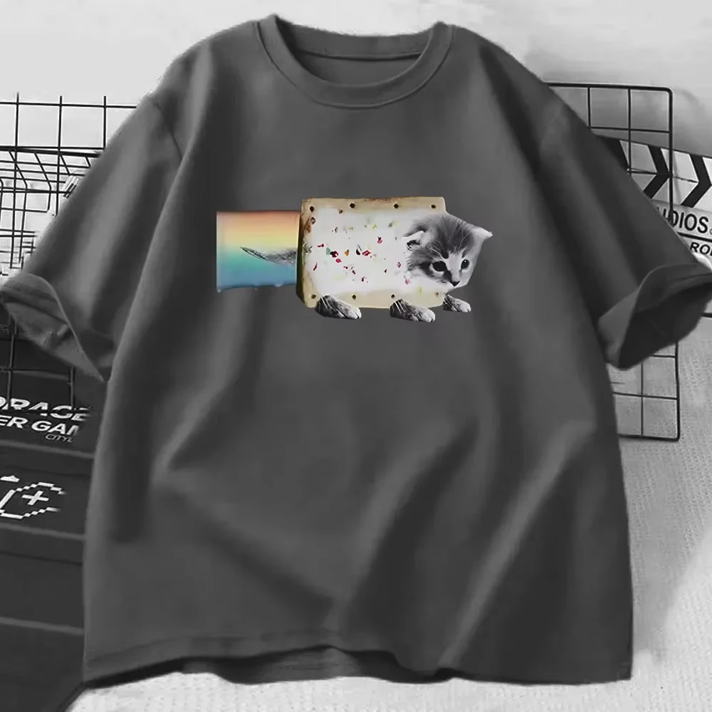Game Rainbow Nyan Cat Funny Meme T Shirt Men Women Clothing Casual Humor T-shirt Cotton Oversized Short Sleeve T-shirts Couples