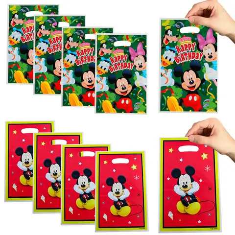 10/30pcs Disney Mickey Mouse Party Favorite Gift Bag Candy Bag Handle Weaving Bag Mickey Theme Birthday Party Baby Shower Decor