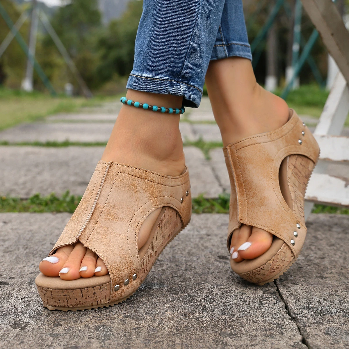 Women's High Heels With Wedges Shoes Woman Platform Sandals Summer Peep Toe Heeled Slippers Sandalias De Mujer_vogvips.com
