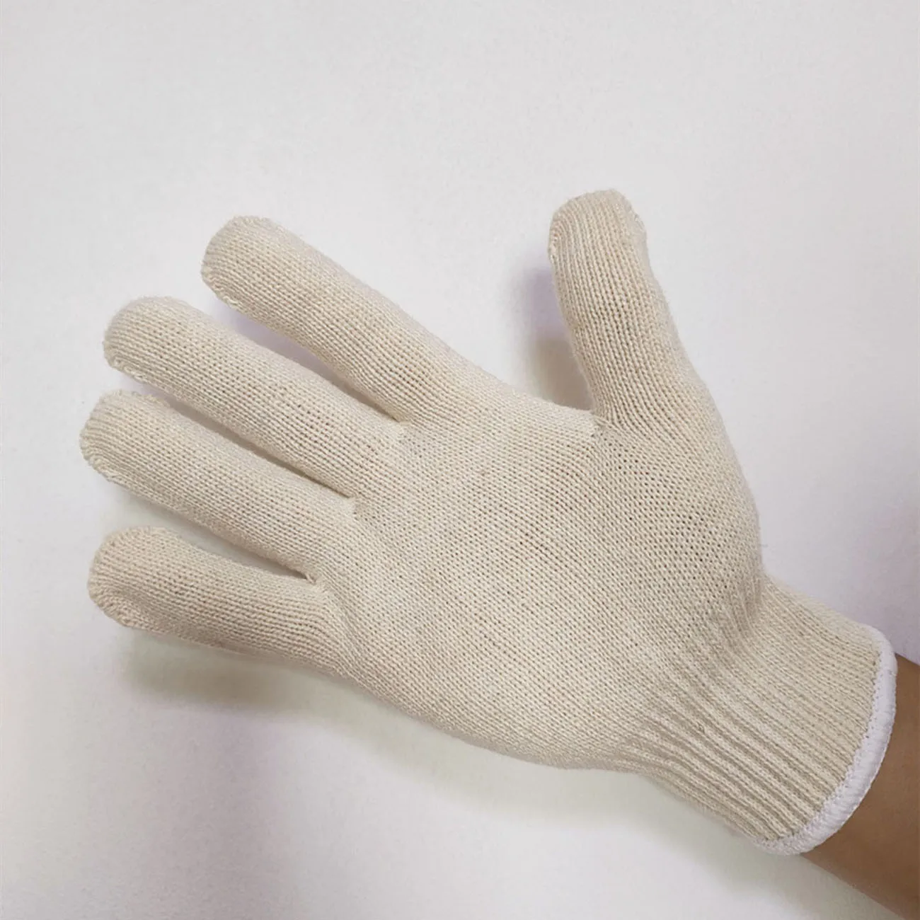 10Pairs 50g knit woodworking gloves white elastic string cotton gloves garden work construction hand household glove