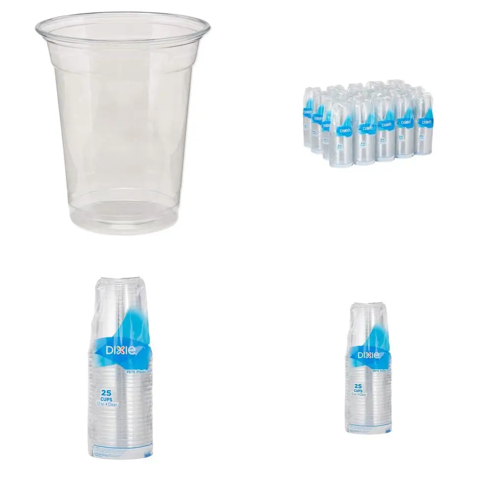

12 oz Clear Plastic Cold Cups, Disposable, 500 Count, Pack of 20 Sleeves with 25 Cups Each, Ideal for Beverages and Parties