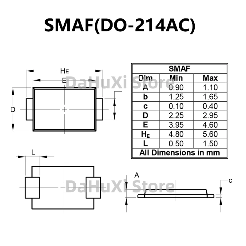 50PCS B220AF-13 B230AF-13 B240AF-13 B250AF-13 B260AF-13 B320AF-13 B330AF-13 B340AF-13 B350AF-13 B360AF-13 SMAF DO-214AC