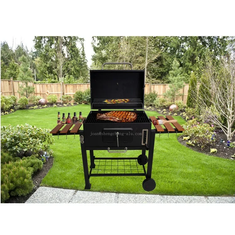 XXL Large Outdoor Heavy Duty Trolley Charcoal BBQ Grill Barbecue Smoker For Backyard,garden Steel Outdoor Kitchen Support