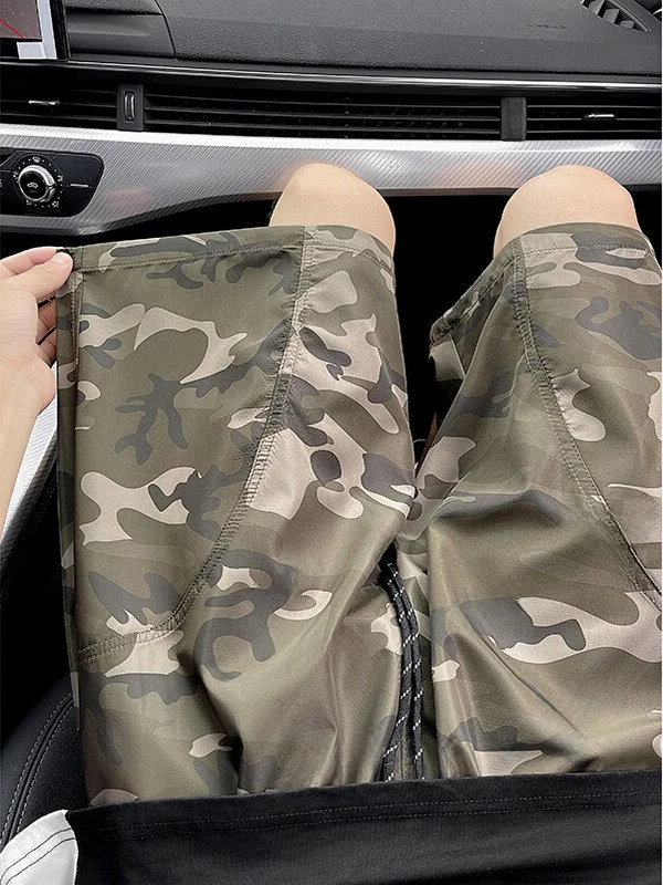 

Camouflage Ice Silk Men's orts Summer Outdoor Wear Qui Dry Sports Five-Quarter Straight Leg Casual Pants Faionable Brand