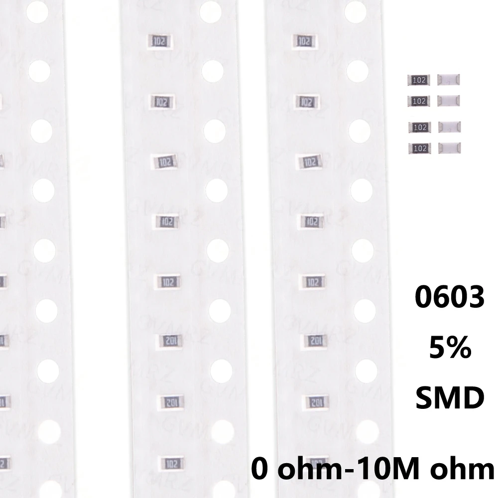 100PCS 0603 5% percent SMD 0 ohm ~ 10M ohm chip resistor 330 470 ohm 100R 220R 330R 470R 1K 4.7K 10K 47K 100K 0 10 100  0 10R