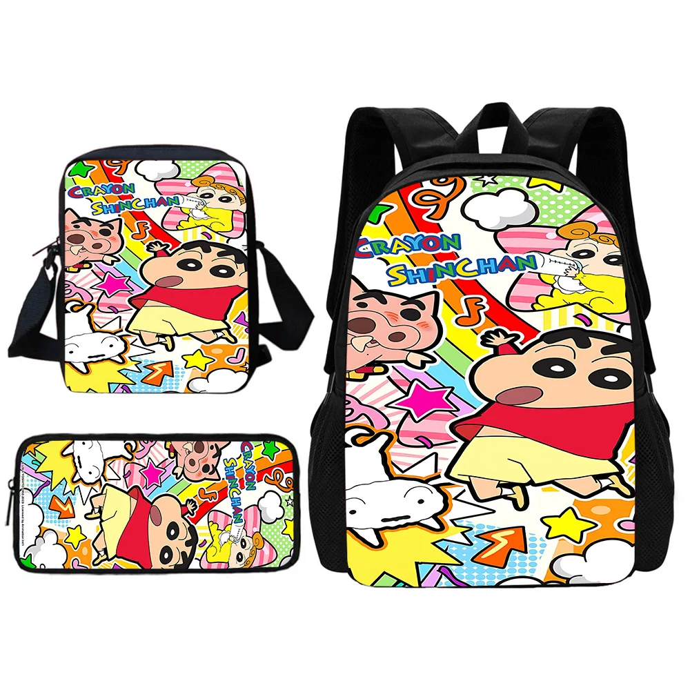 Cartoon S-ShinS-c-c-hans Child School Backpack With Shoulder Bag Pencil Bags School Bags for Boys Girls Best Gift