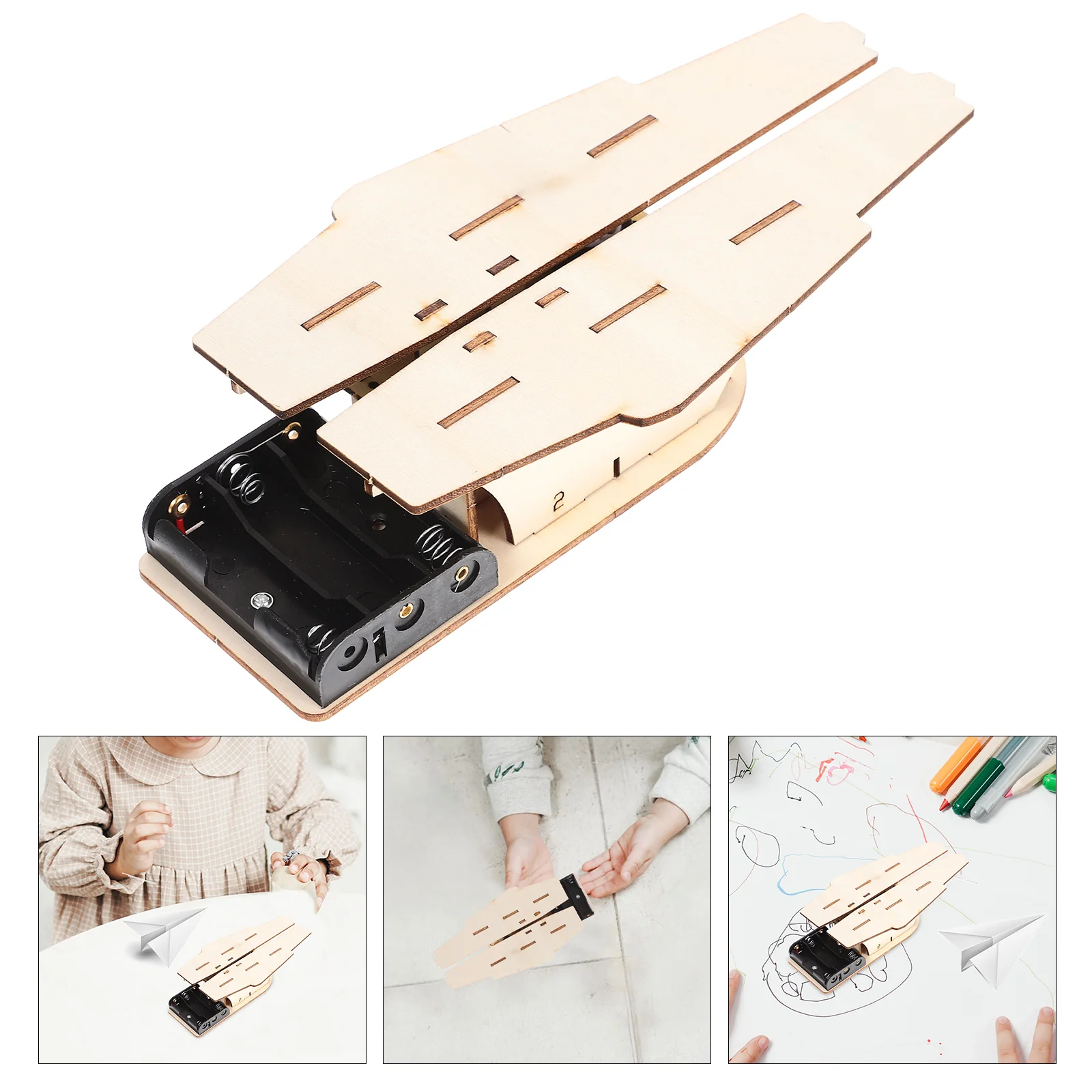 Paper Airplane Launcher Assembly Toy DIY Models for Scientific Experiment Assemble Wood Kids