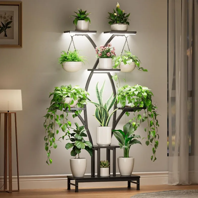 

Plant Stand Indoor with Grow Lights - 7 Tiered Metal Corner Shelf for Multiple Plants, 63" Corner Plant Stand for Indoor Plants,