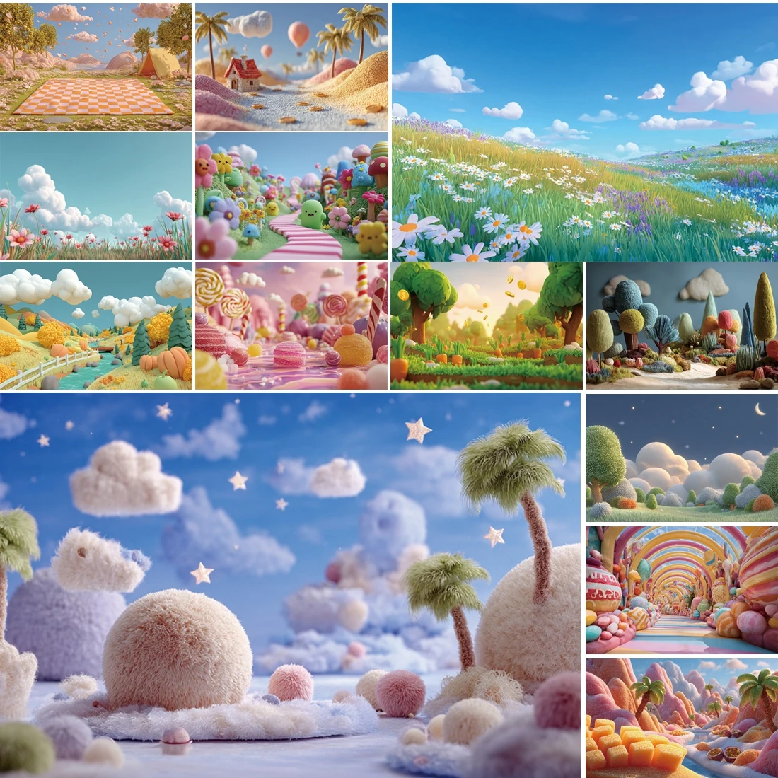 

MOON.QG Photo Background Cloud Islands Plush Backdrops For Photography Family Shooting Props Photobooth Photo Studio Studio