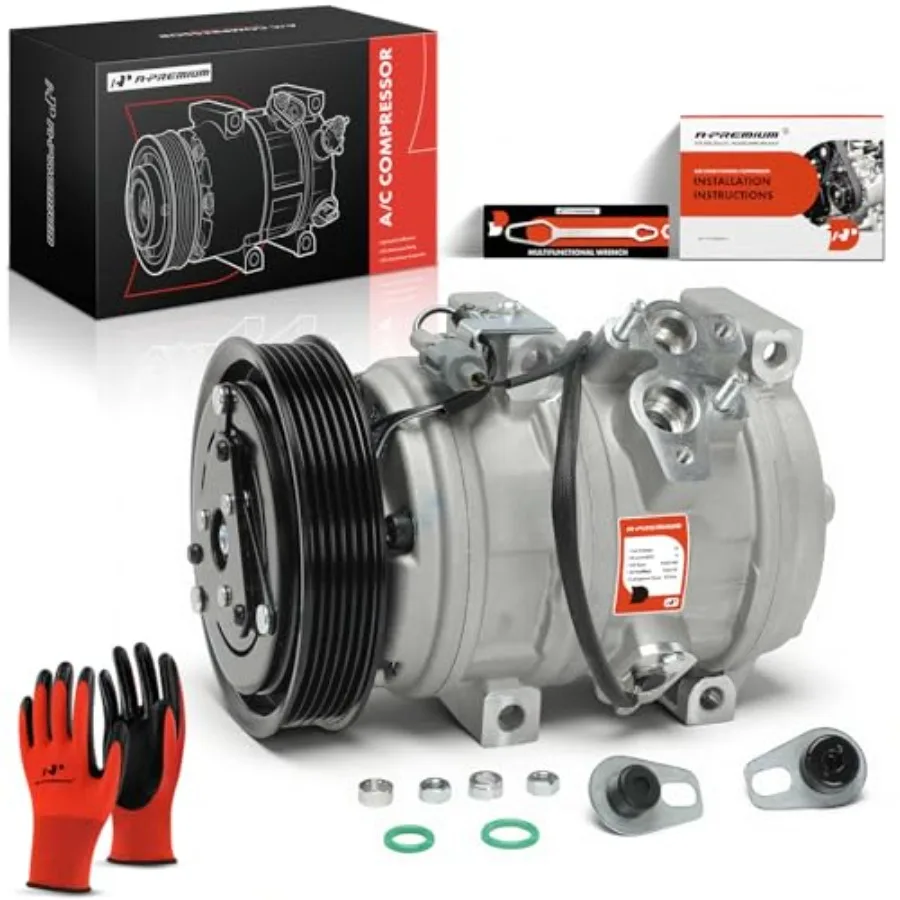 

Air Conditioner AC Compressor with Clutch for Automotive Use, Aluminum Housing, Black Finish, High-Efficiency Cooling Performan