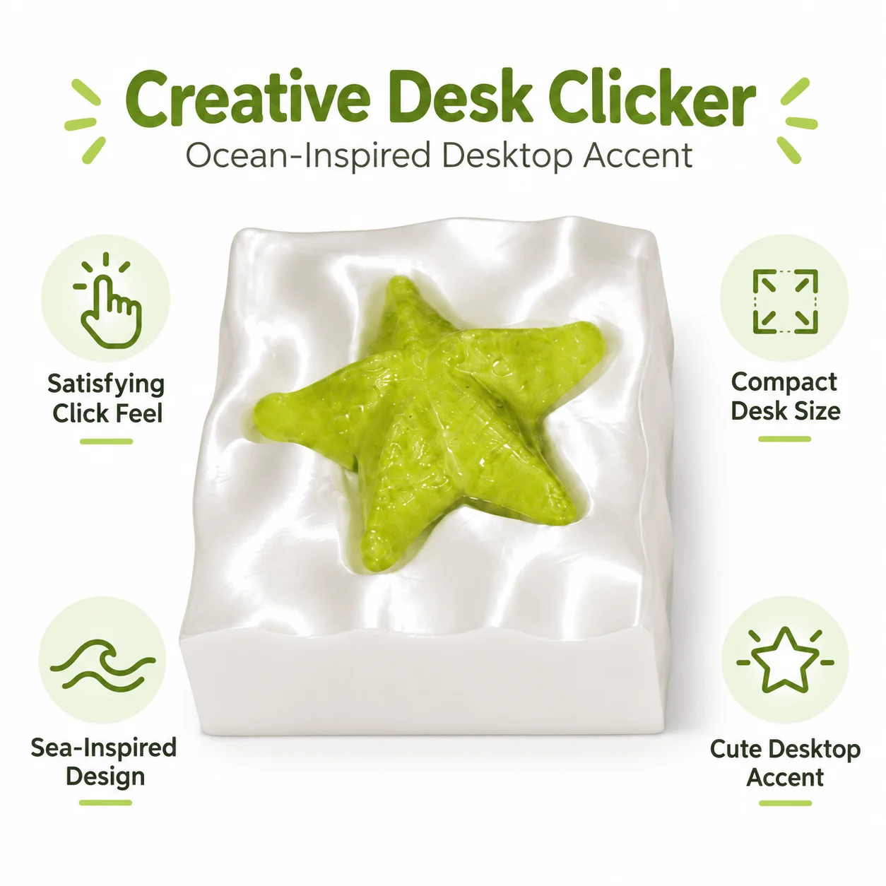 Sea Star Desk Clicker, Starfish Desktop Button Clicker with Mechanical Switch for Office Desk Decor and Daily Use
