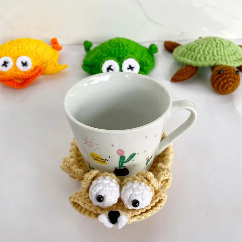 Crochet Lizard Coaster Fun Little Lizard Coasters Cute 3d Diy Handmade Funny Amigurumi Animal Cup Mats Drink Mug Rug Home Decor view 5