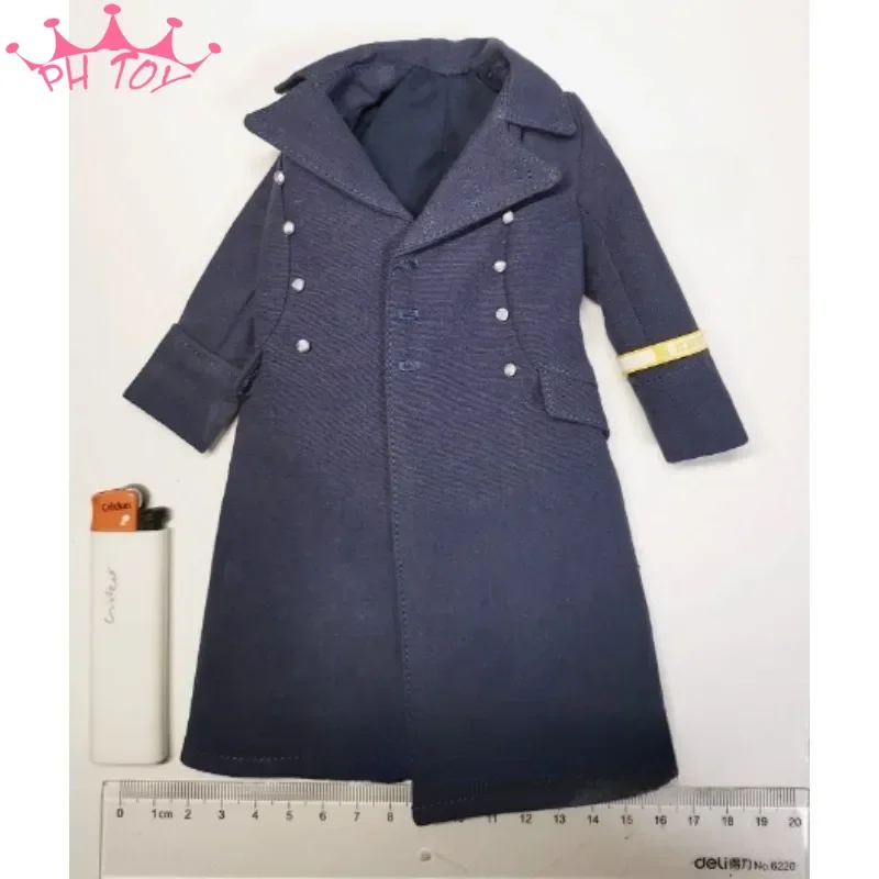 D80147 1/6 Scale German Airforce Blue Windbreaker Long Coat Model for 12'' Male Soldier Action Figure Doll Scene Accessory DIY