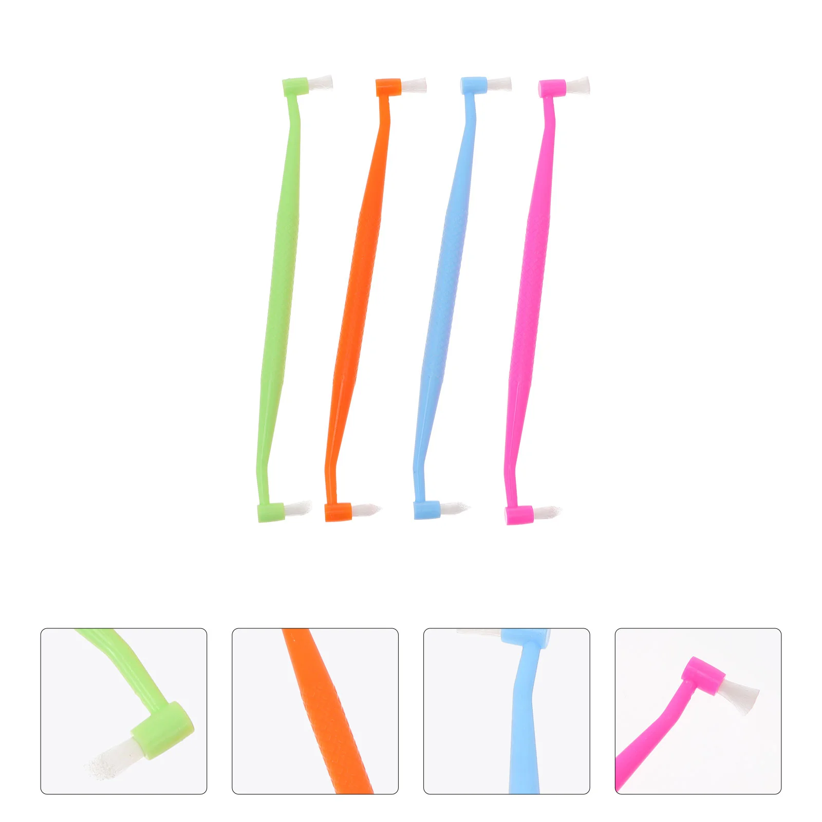 4 Pcs Double-ended Dual-purpose Brush Tuft Tooth Toothbrushes Braces Interdental Heads Pp