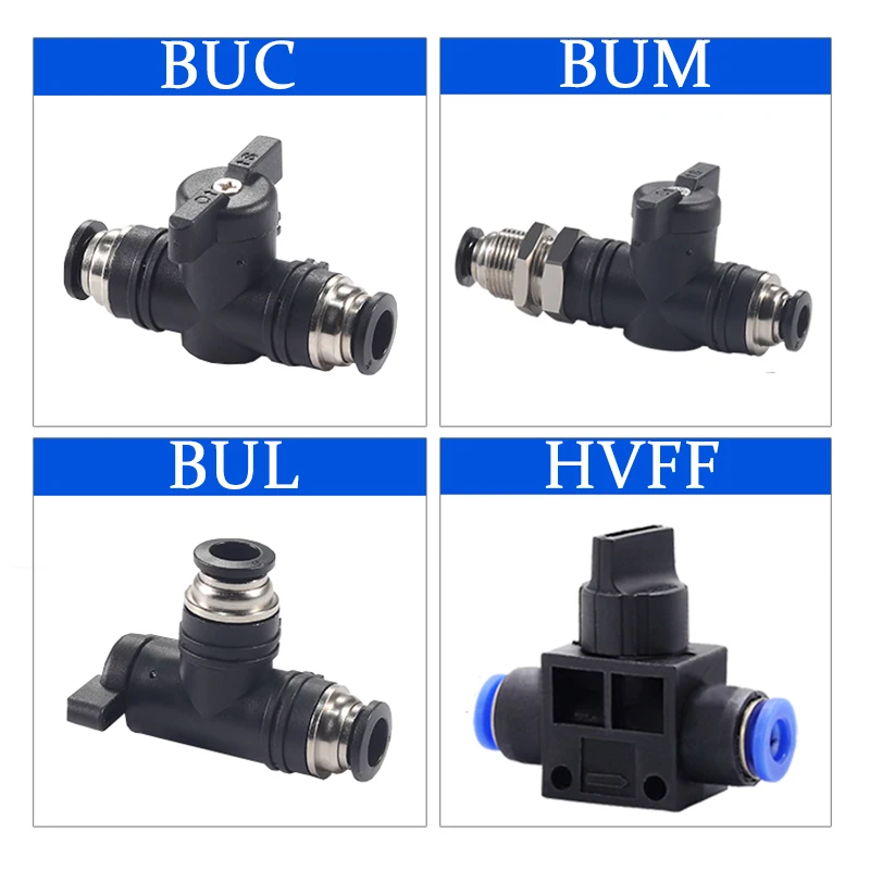 BUC BUM BUL 4-12mm Finger Valve Pneumatic Push In Quick Joint Connector Hand Valves To Turn Switch Manual Ball Current Limiting