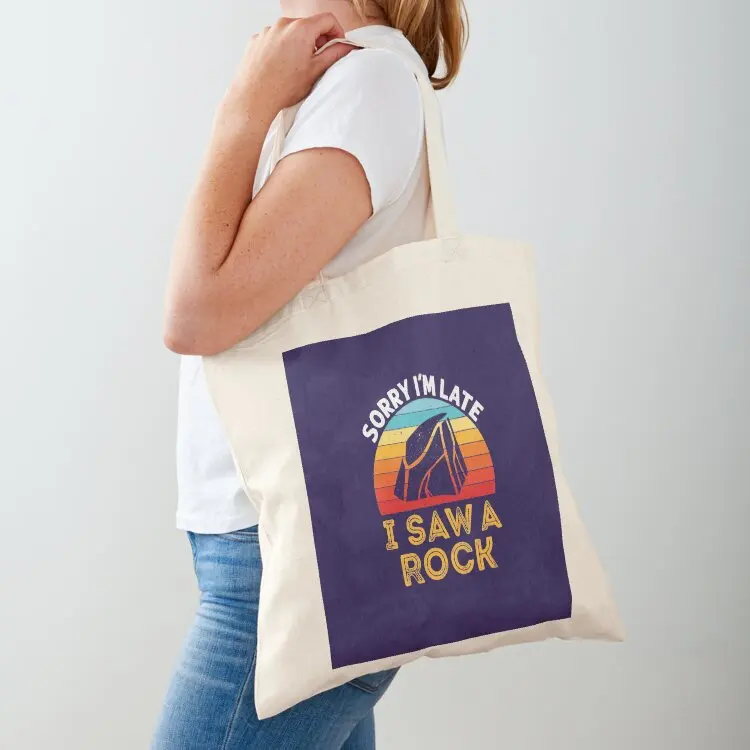 

Sorry I'm Late I Saw a Rock Rockhound Tote Bag Women's handbag shopping cart bags bags for women tote bags cloth