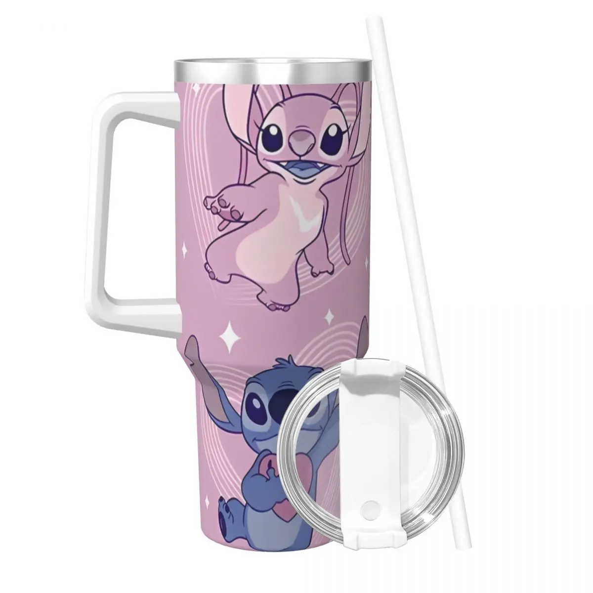 Stitch Angel Miniso Tumbler Hot Drinks Water Bottle Heat Preservation Stainless Steel Thermal Mug Printed Travel Mugs Cup