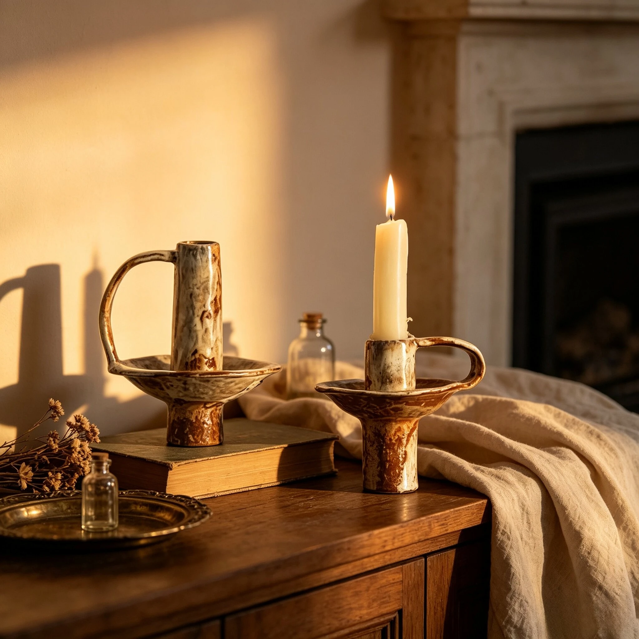 Vintage kiln change ceramic candlestick Modern home decorations Suitable for B&B hotel decoration Family dinner Add atmosphere