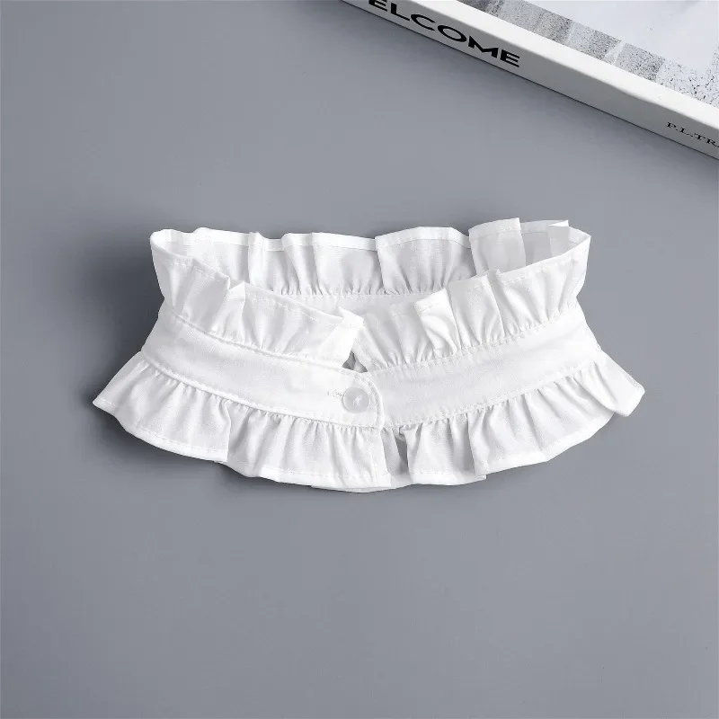 Women Pleated Ruffled Stand Detachable Collar Blouse Shirt Stand Collar Decorative Neck Ruff Choker Clothing Accessory