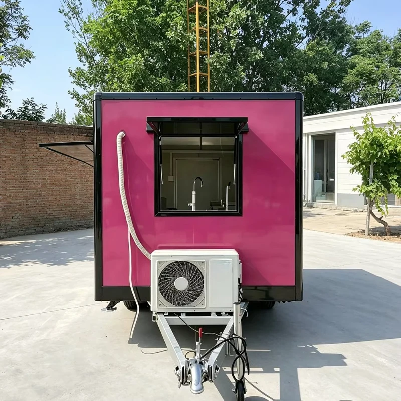 High Quality Food Van Fiberglass (FRP) Catering Trailer for Fast Food Pizza Candy Chips Ice Cream Machine CE Customizable
