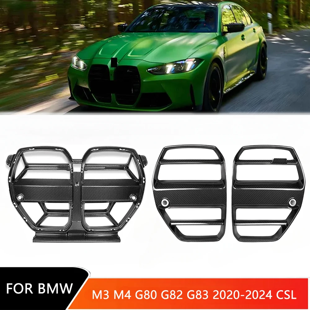 

Для BMW M3 M4 G80 G82 G83 2020-2024 CSL Автомобильные гоночные решетки Передний бампер Решетка Передняя почка Углеродное волокно Автоаксессуары Подходит