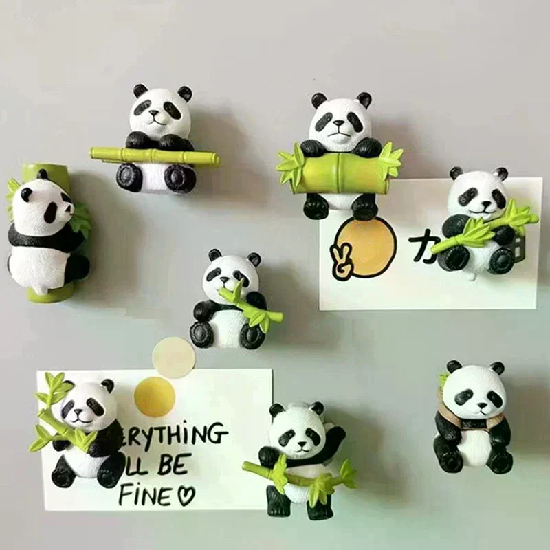 Panda Fridge Magnets Cute Cartoon Refrigerator Sticker Creative Photo Wall Magnetic Buckle Kitchen Accessories Home Ornaments
