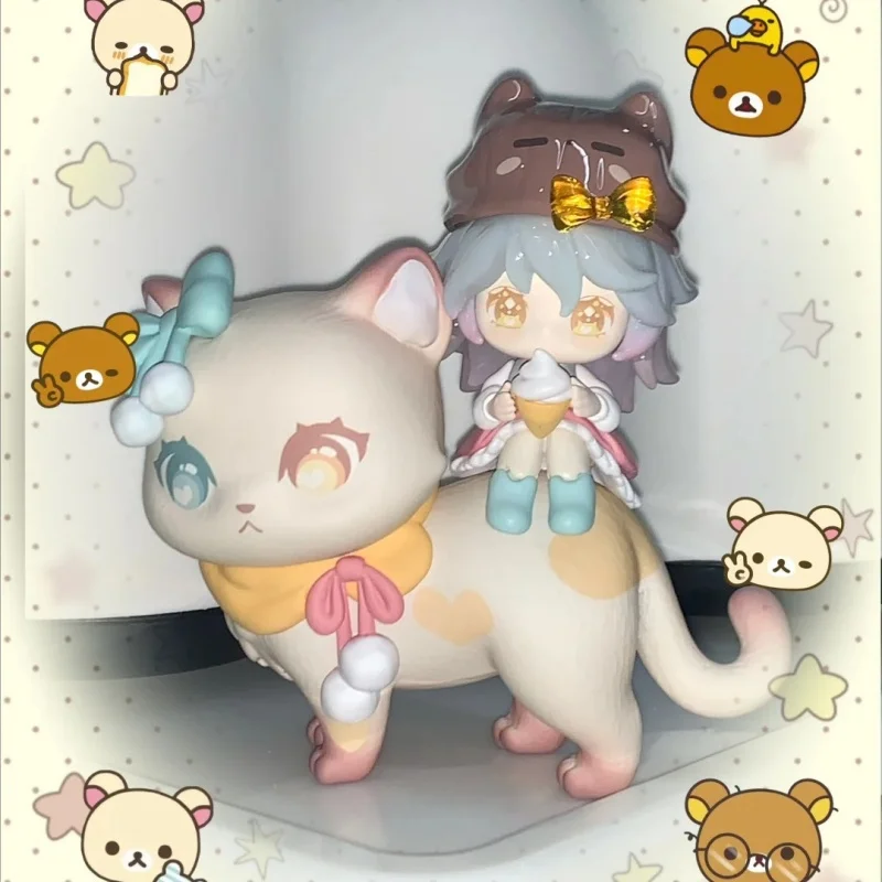 Estatueta de gato fofa, presente de aniversário para meninas, gato berry, nianai, pequeno gato, série de companheiro, caixa cega, brinquedos colecionáveis da moda, presente