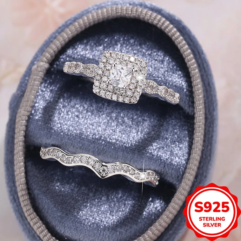 

Elegant and Versatile Genuine S925 Silver Irregular Couple Ring Engagement and Proposal Ring