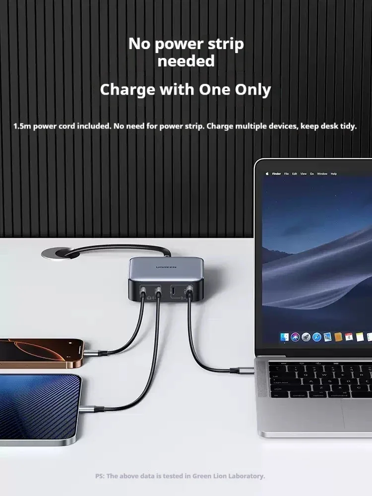 UGREEN CD327 100W Gallium Nitride Charger Head Pd Fast Charging Head Laptop Tablet Multi-port Plug Desktop Charging Station