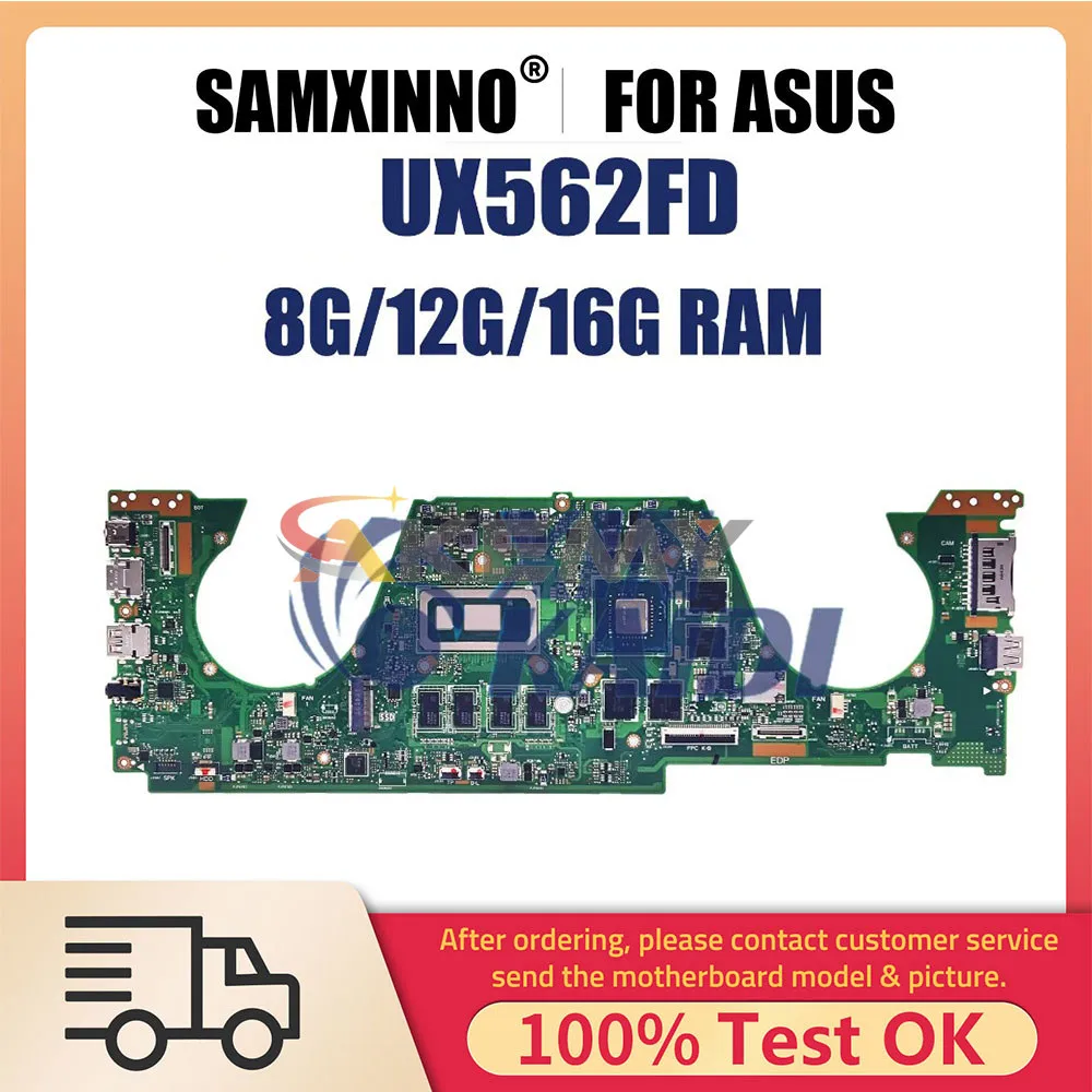 

Notebook Mainboard For ASUS Zenbook UX562FD UX562F Q536FD Q547FD Laptop Motherboard i5 i7 8th Gen CPU 8G 12G 16G RAM GTX1050