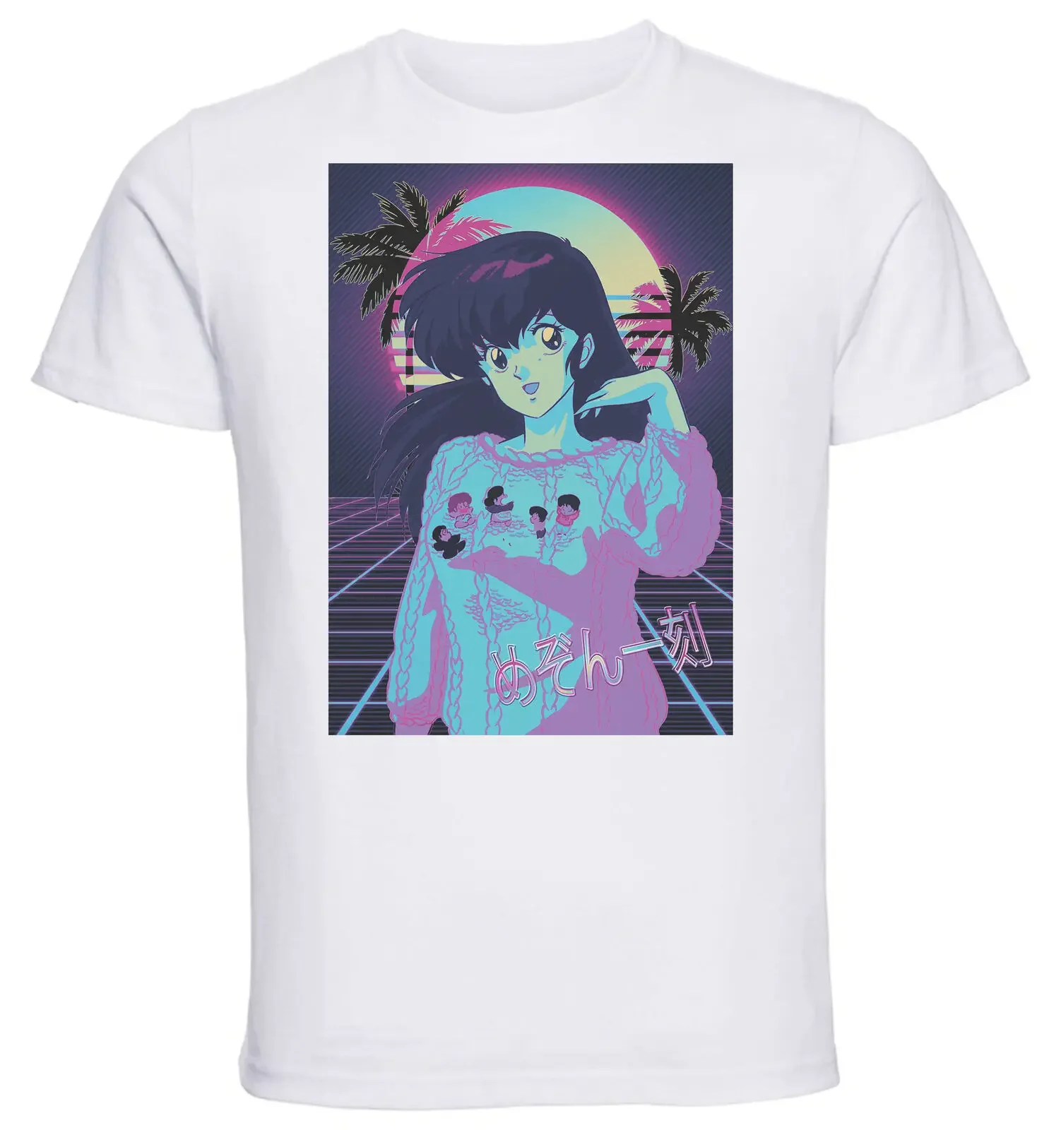 White T-Shirt - Vaporwave 80s Style - Ikkoku House - Kyoko Otonashi-