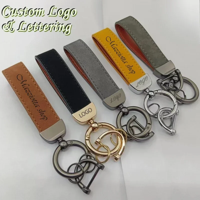 Customized Logo Pu Premium Crazy Horse Leather Keychain Laser Engraved Beers Bottle Opener Key Chains Vintage Retro Keyring Gift